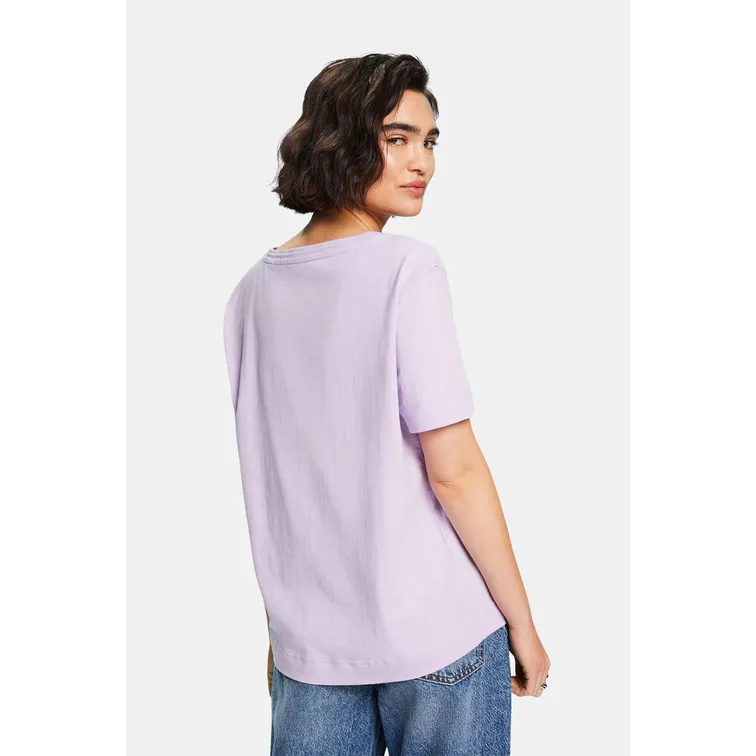 CAMISETA TEJIDO JERSEY CON CUELLO PICO MUJER ESPRIT