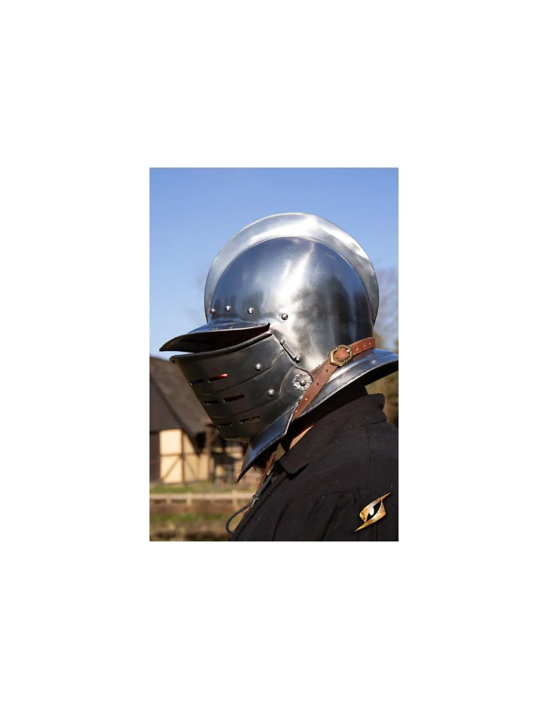 Casco Borgoñota con visera en acero pulido, Epic Armoury