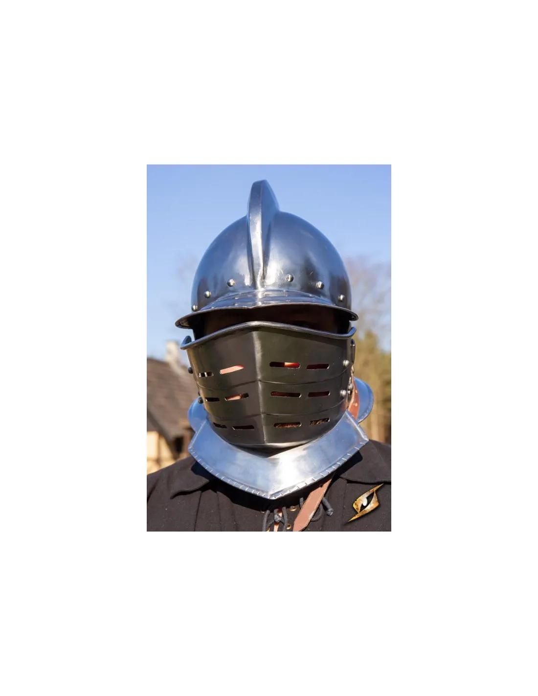 Casco Borgoñota con visera en acero pulido, Epic Armoury