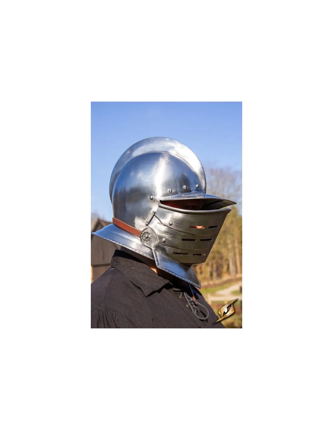 Casco Borgoñota con visera en acero pulido, Epic Armoury