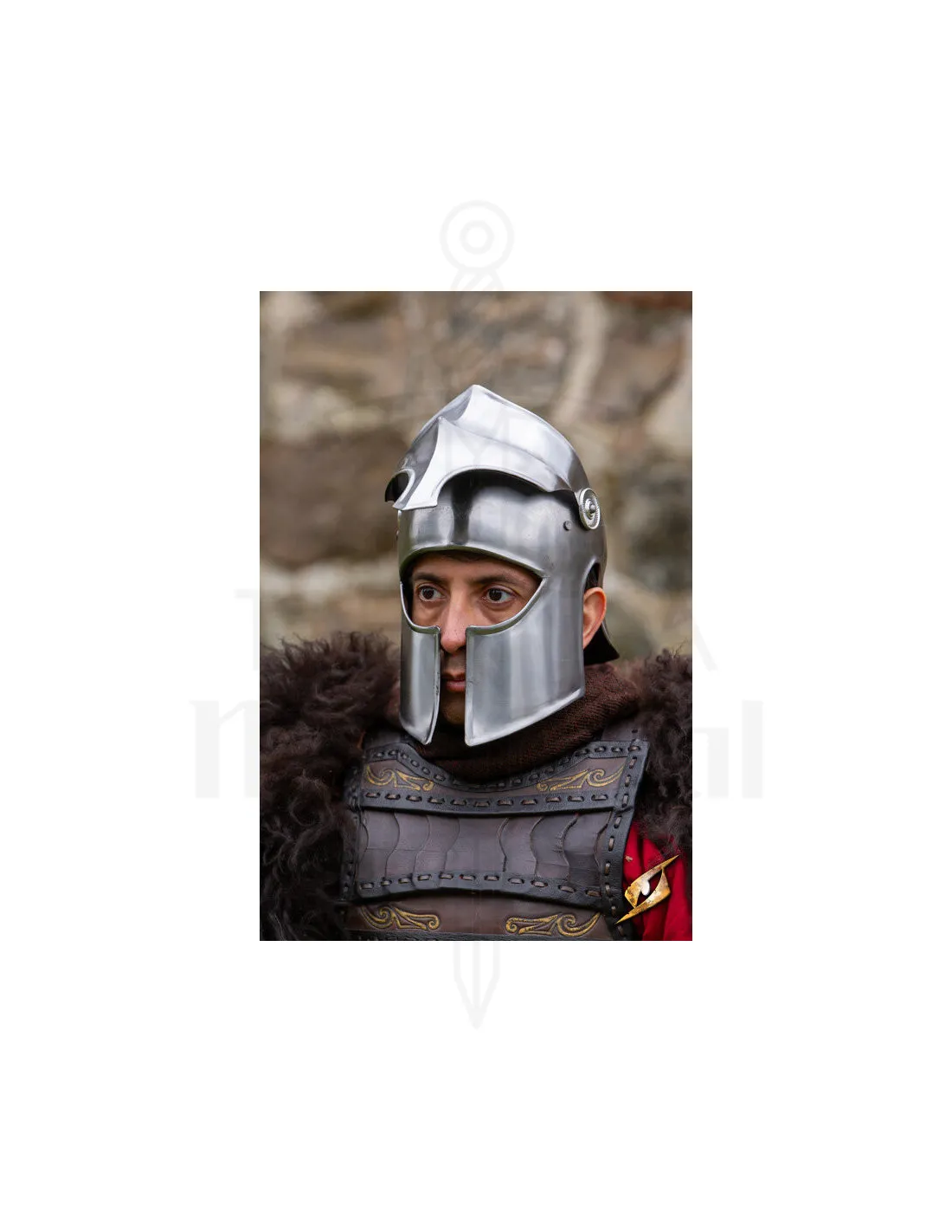 Casco Corintio guardia de palacio, acabado acero pulido