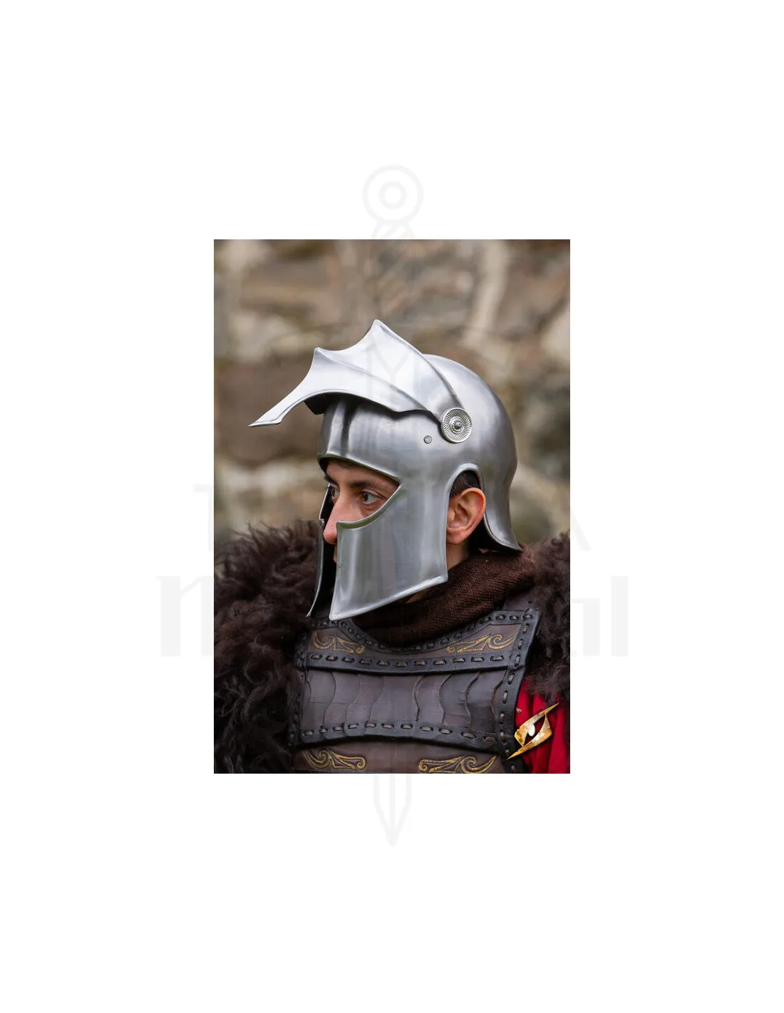 Casco Corintio guardia de palacio, acabado acero pulido