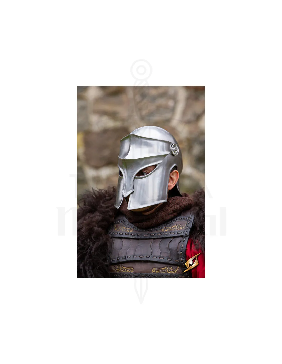 Casco Corintio guardia de palacio, acabado acero pulido