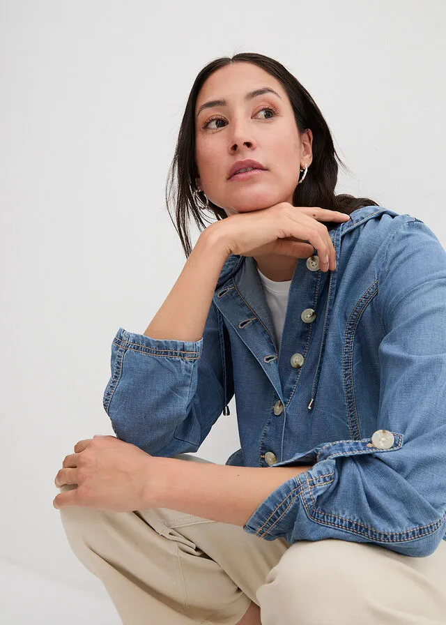 Chaqueta estilo camisa Denim medio