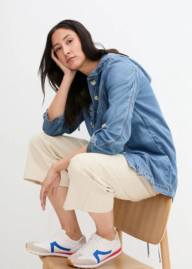 Chaqueta estilo camisa Denim medio