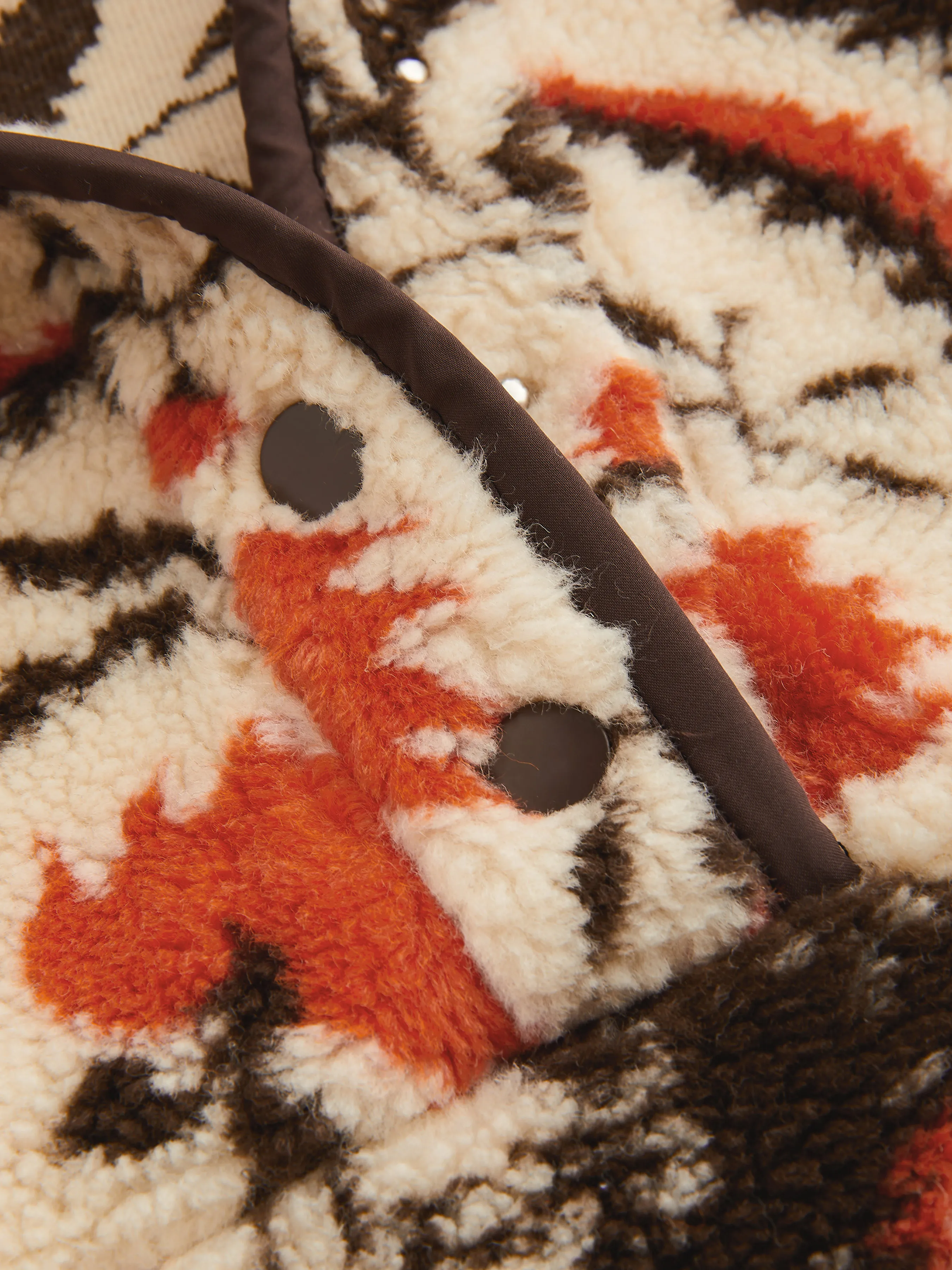  Chaqueta Floral con Cremallera y Cuello Alto de Forro Polar