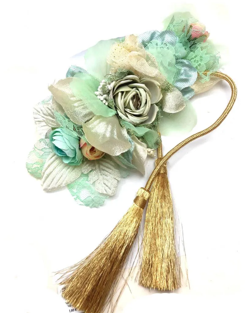 CINTURONES PARA BODAS VERDE AGUA CON BONITAS FLORES