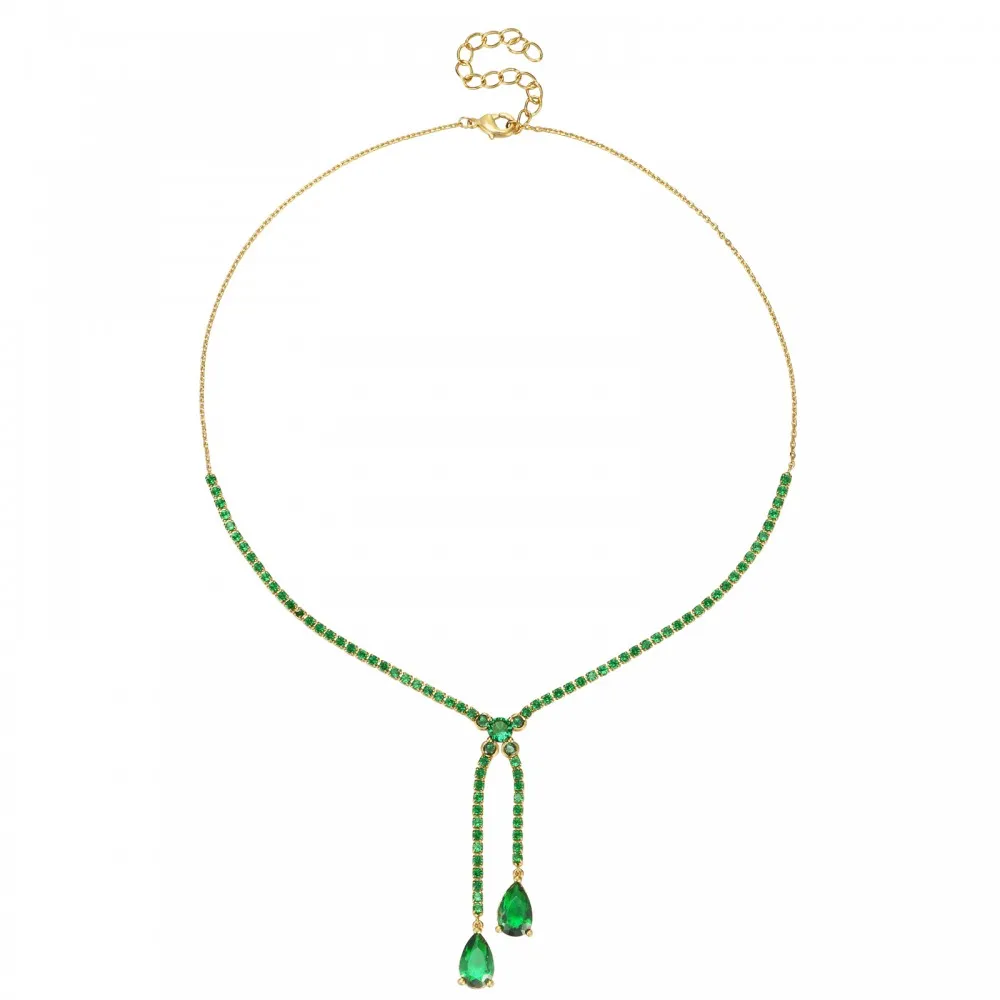 Collar Leticia Circonitas Verde Oro