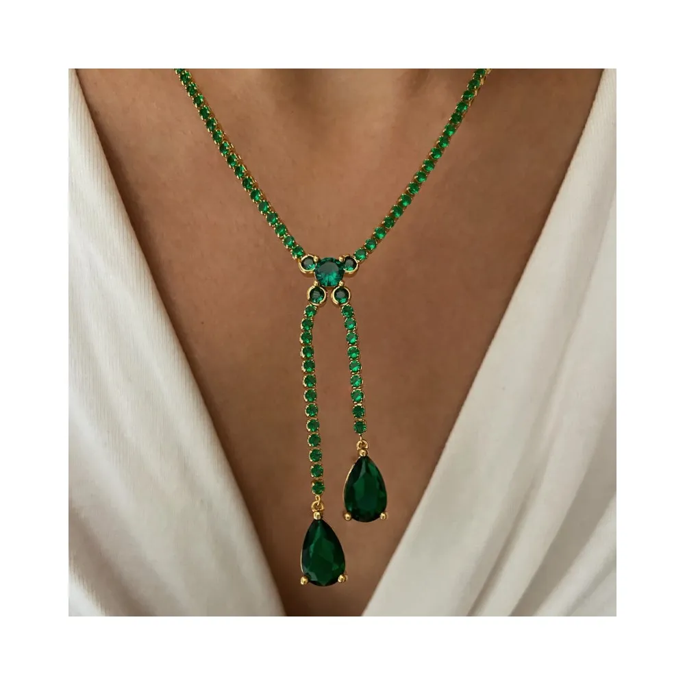 Collar Leticia Circonitas Verde Oro