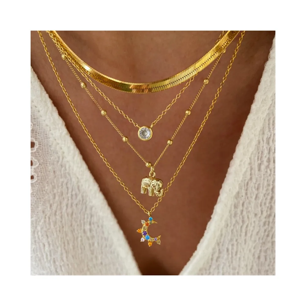 Collar Maya Moon Multicolor Oro