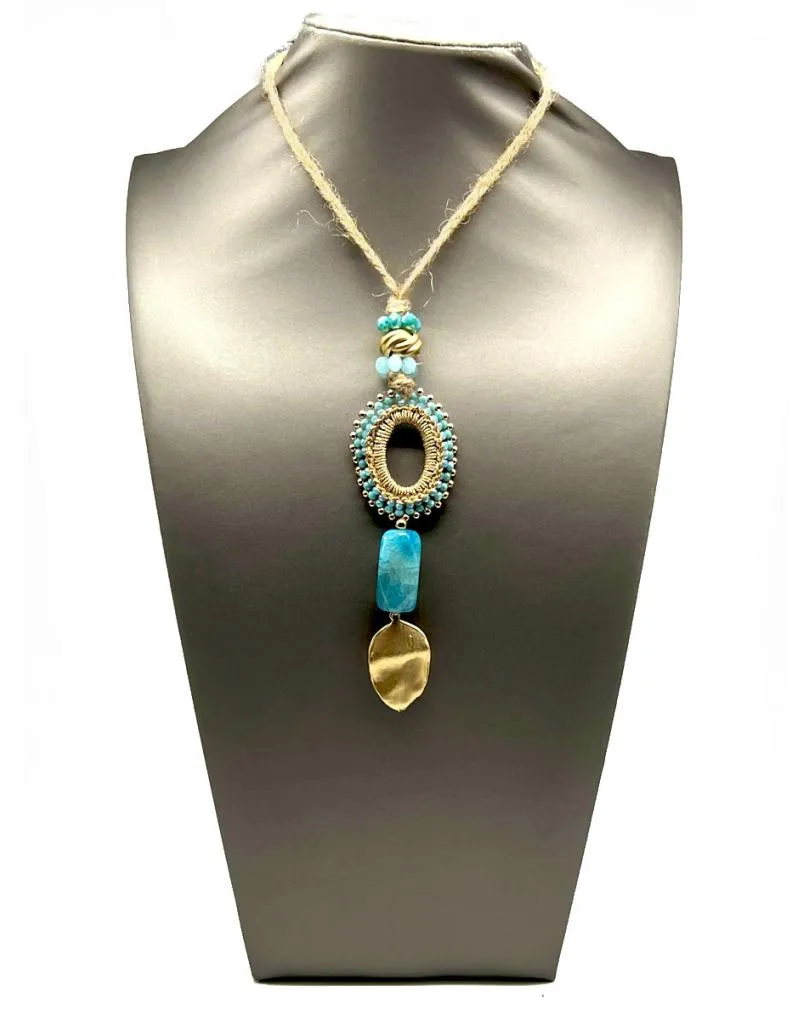 COLLARES AZULES PARA MUJER CON BONITO COLGANTE