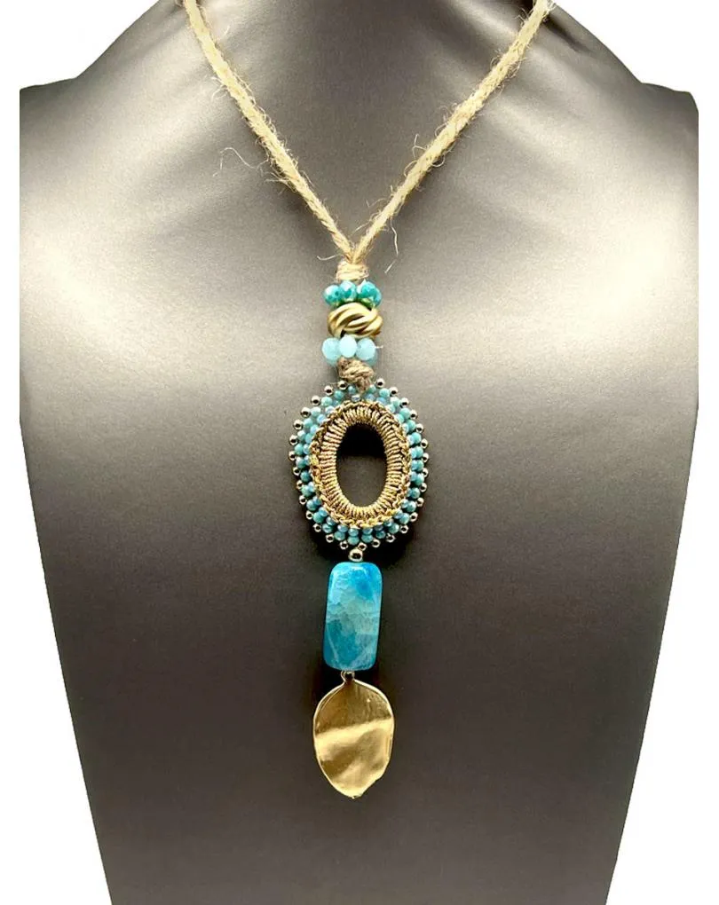 COLLARES AZULES PARA MUJER CON BONITO COLGANTE