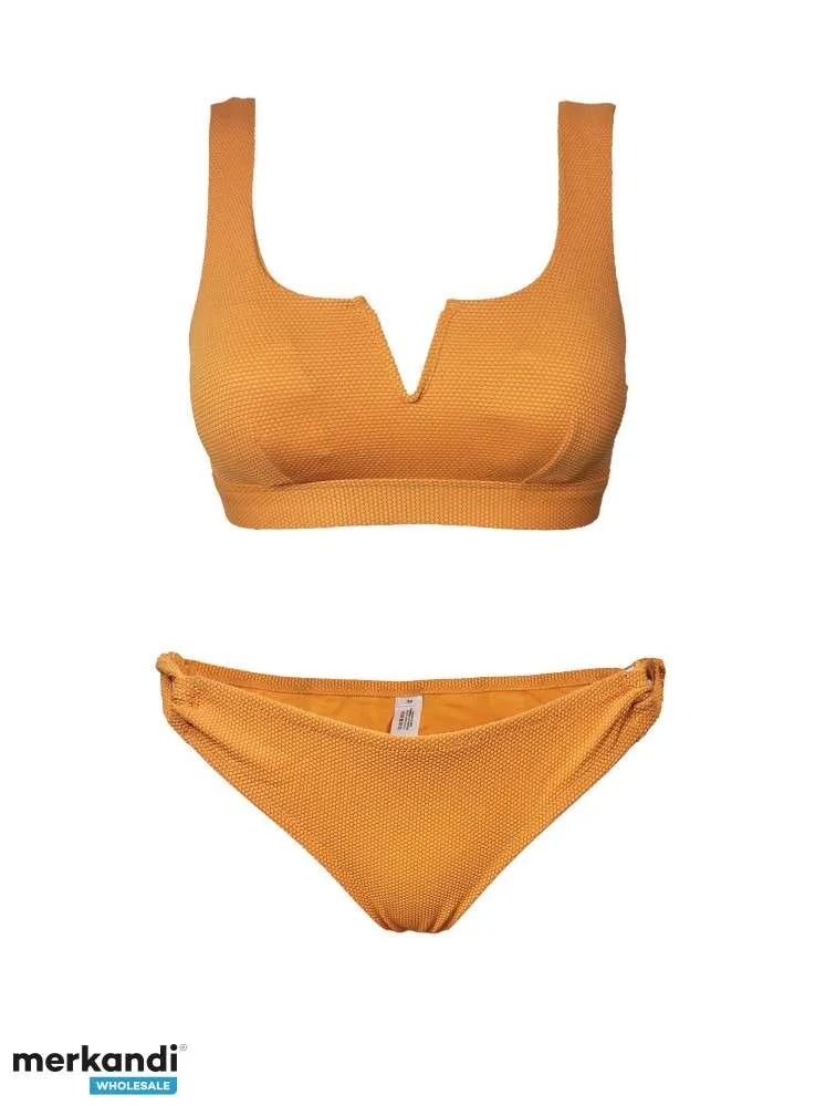 Conjuntos de bikini preformados con textura naranja para mujer
