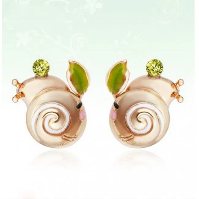 Cute Snail Animal Rhinestone Birthday Earrings