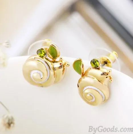 Cute Snail Animal Rhinestone Birthday Earrings