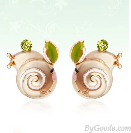 Cute Snail Animal Rhinestone Birthday Earrings