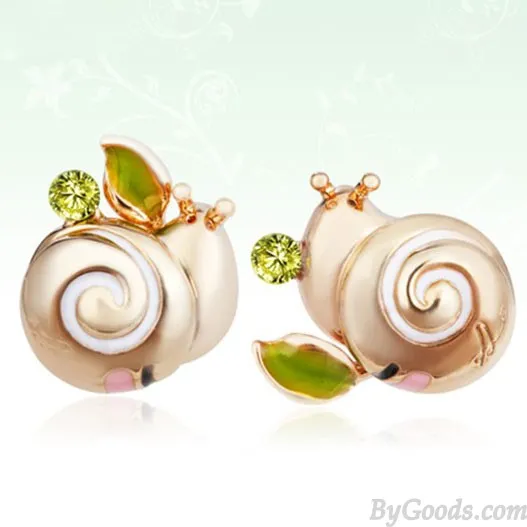 Cute Snail Animal Rhinestone Birthday Earrings