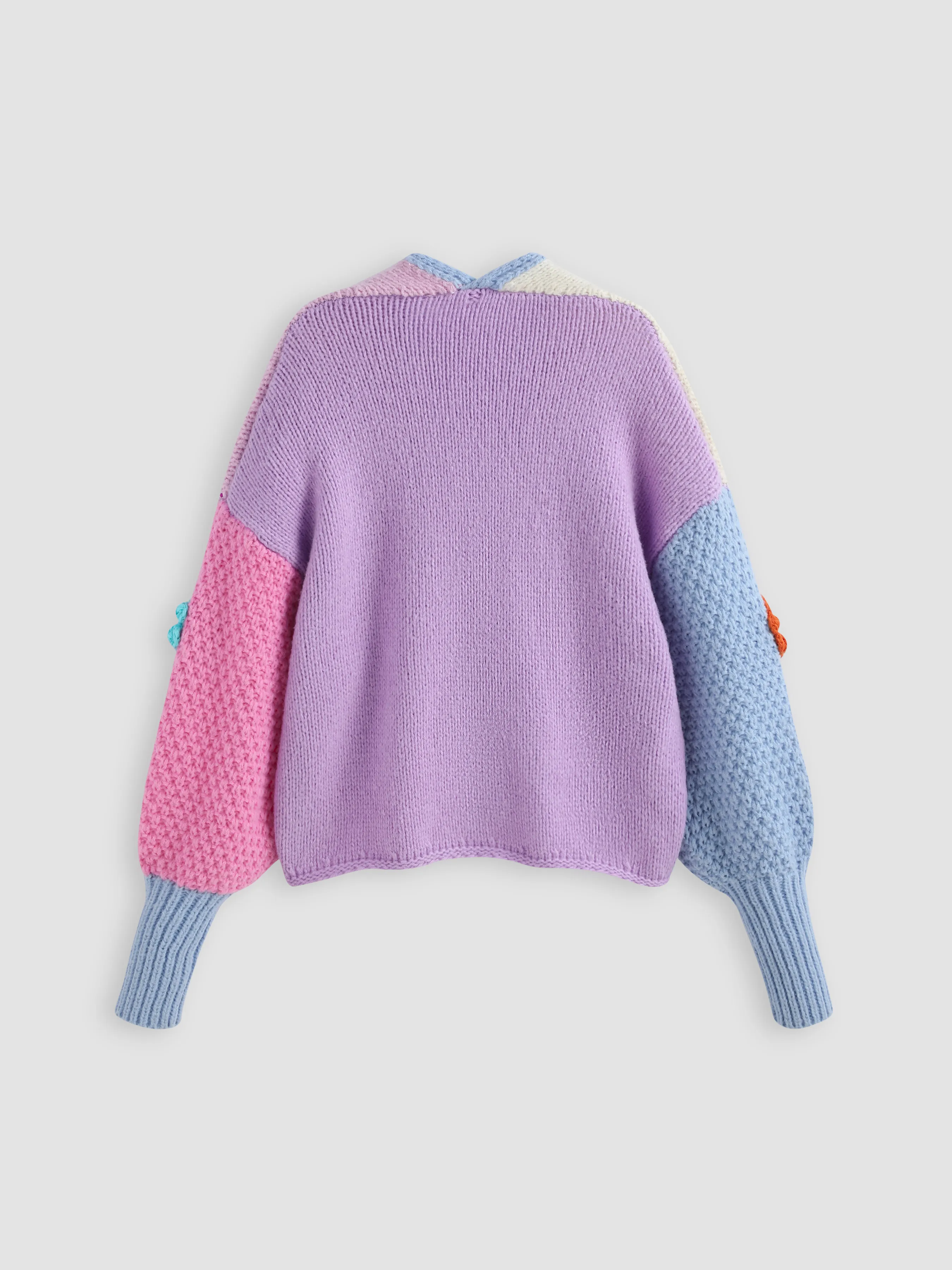 Cárdigan de Punto con Crochet Floral