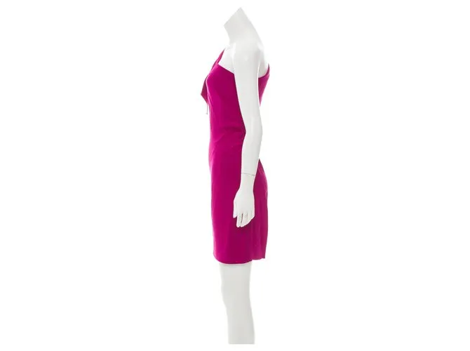 Diane Von Furstenberg DvF vestido Cobb de seda con un hombro Fucsia 