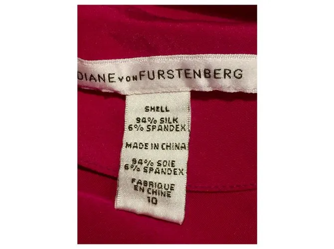 Diane Von Furstenberg DvF vestido Cobb de seda con un hombro Fucsia 