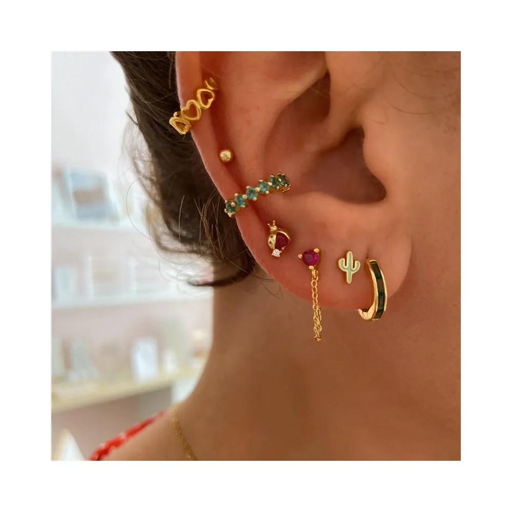 Ear Cuff Kauai Verde Turmalina Oro
