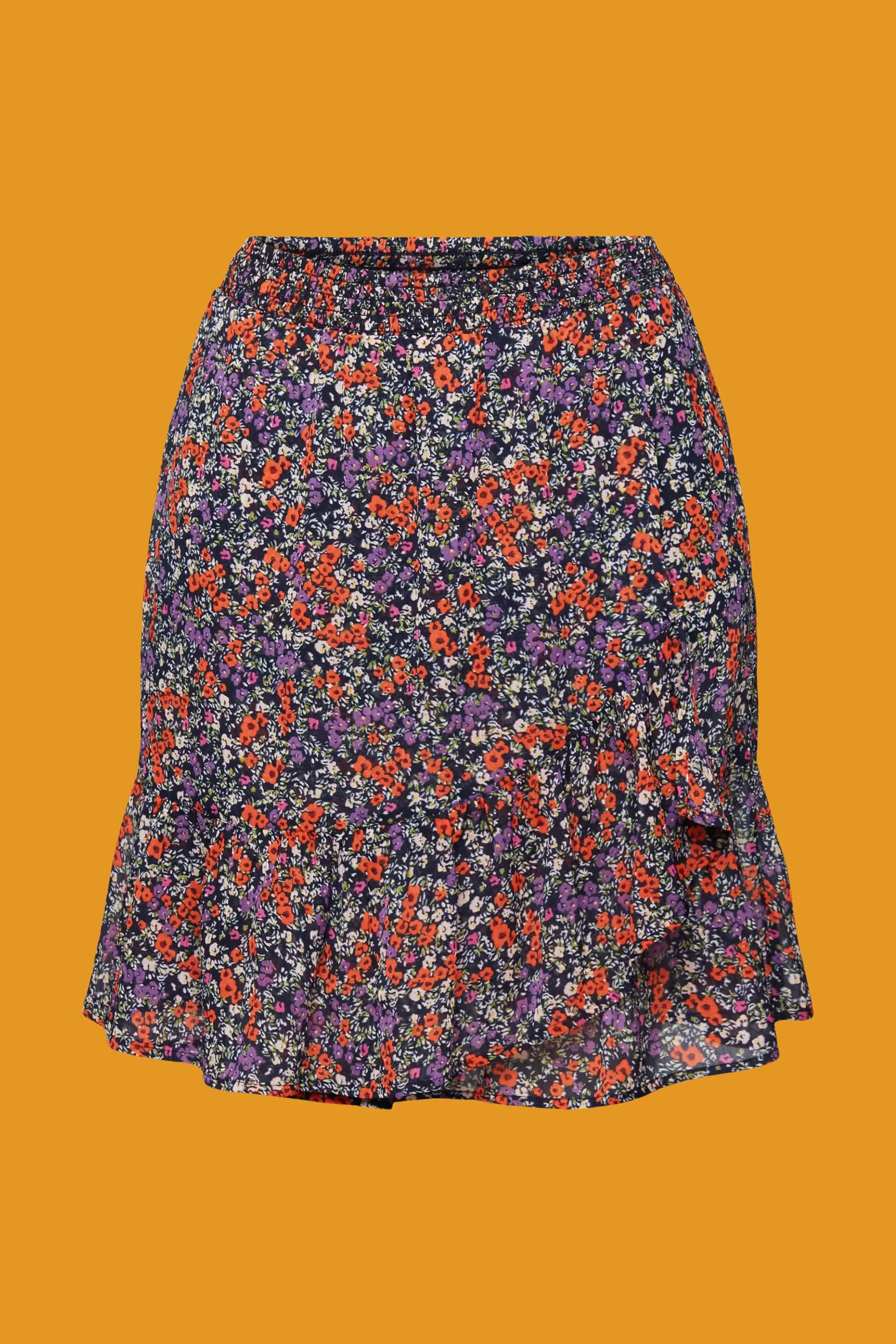 Falda floral con bajo avolantado