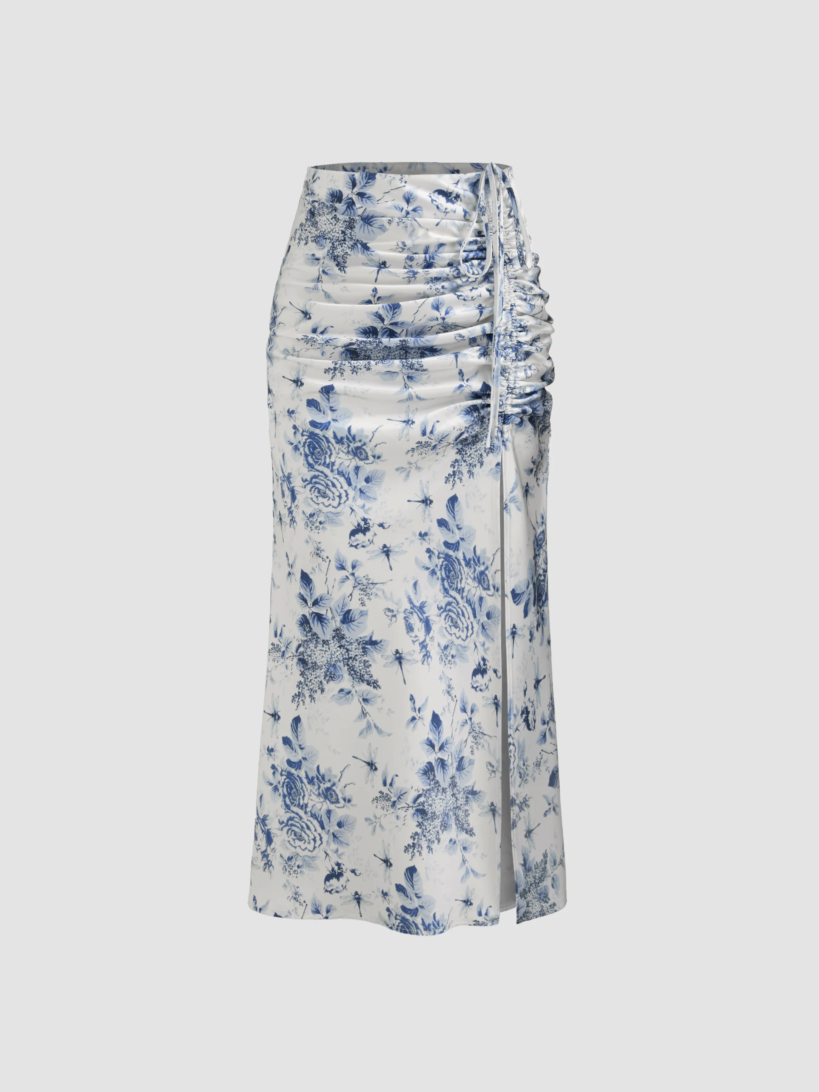 Falda Maxi Floral con Cordón y Abertura de Tiro Medio