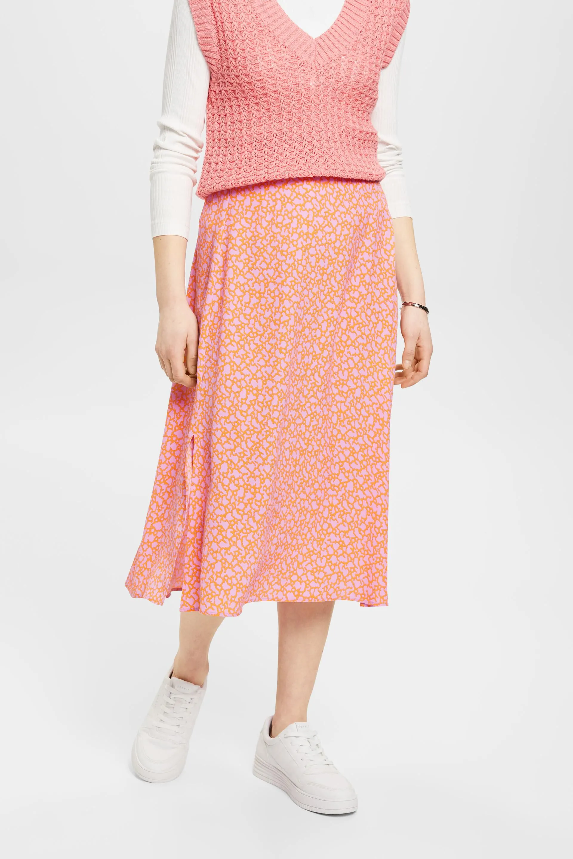 Falda midi con diseño floral allover