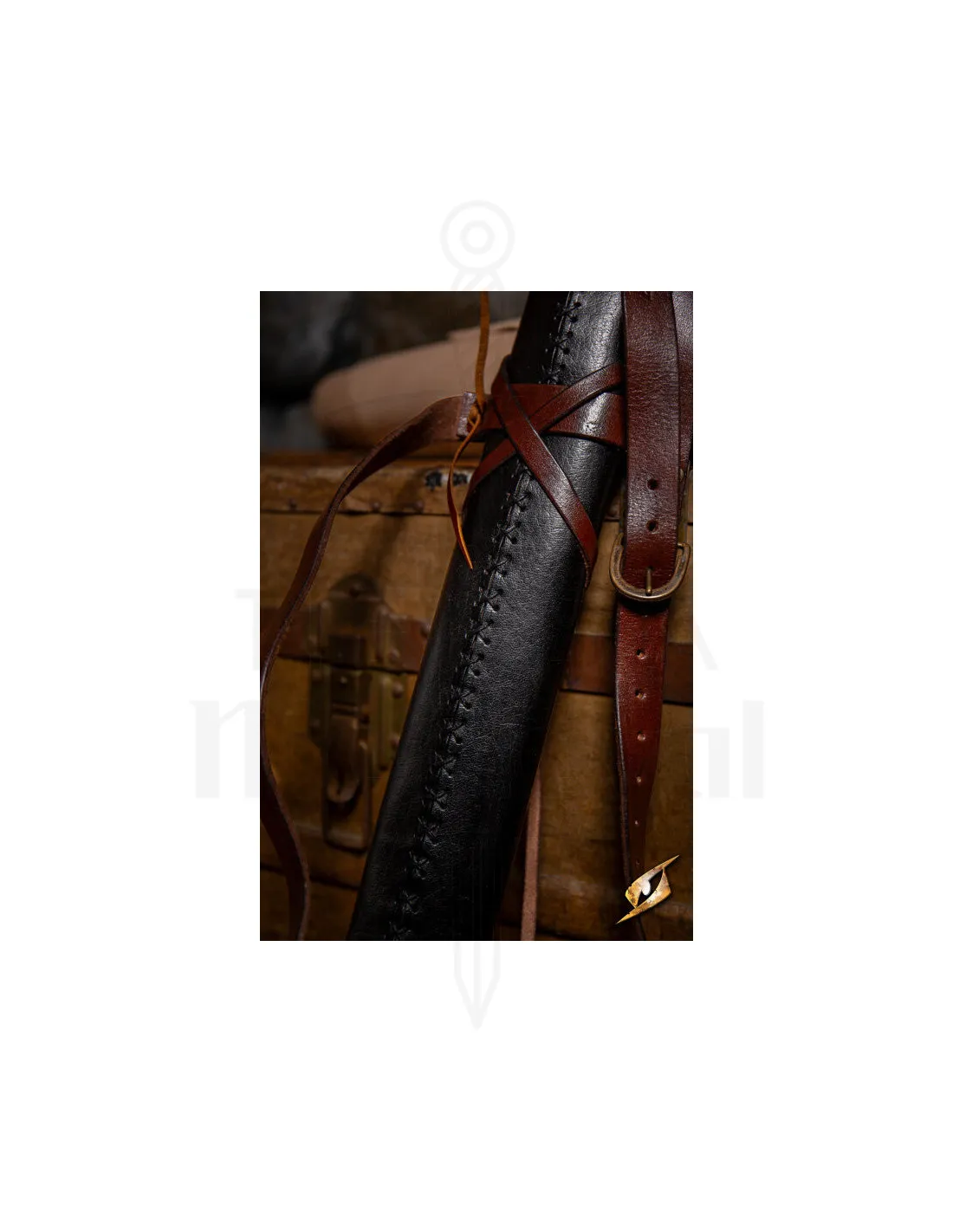 FUNDA CON CINTURóN PARA ESPADAS, COLOR NEGROMARRóN