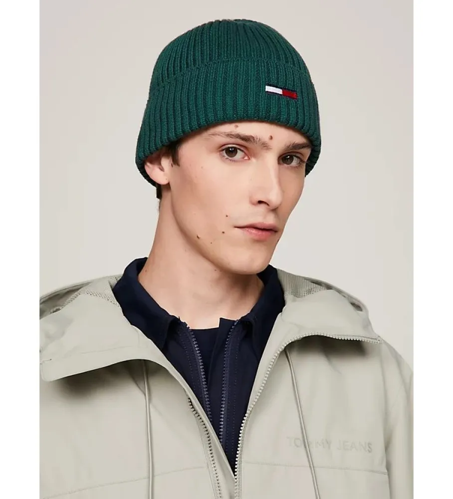 Gorro de punto elástico con logo verde
