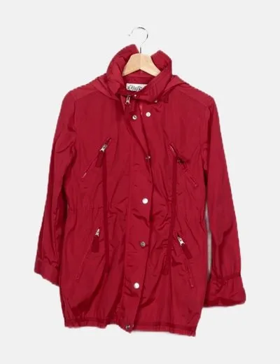 Guxy Impermeable con capucha rojo