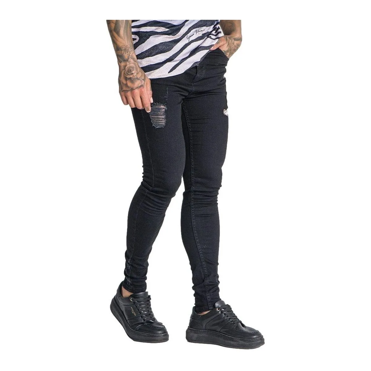 Jeans  con Parche Tiger Negro