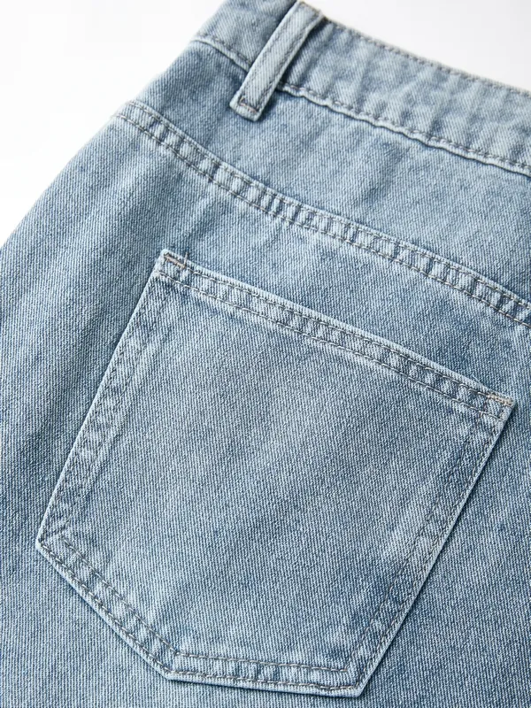Jeans sueltos desgastados con patchwork desteñido para hombre