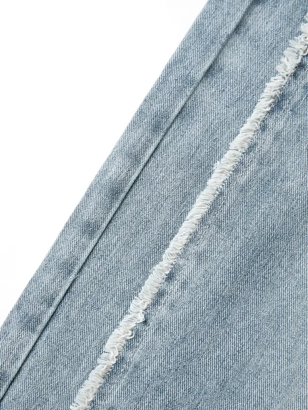 Jeans sueltos desgastados con patchwork desteñido para hombre