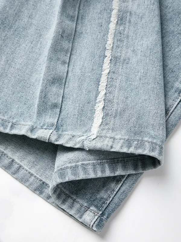 Jeans sueltos desgastados con patchwork desteñido para hombre
