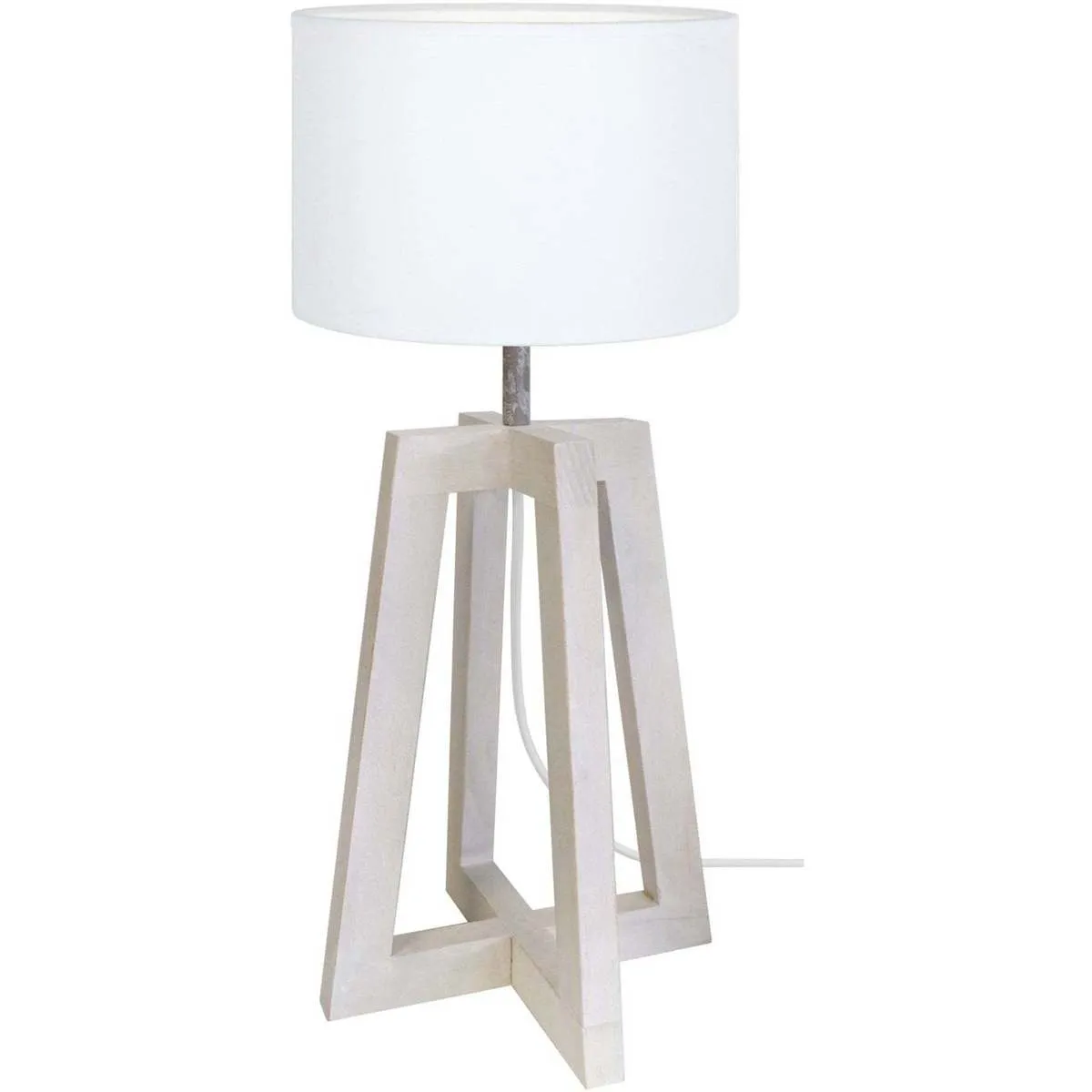 lámpara de noche redondo madera taupe y blanco