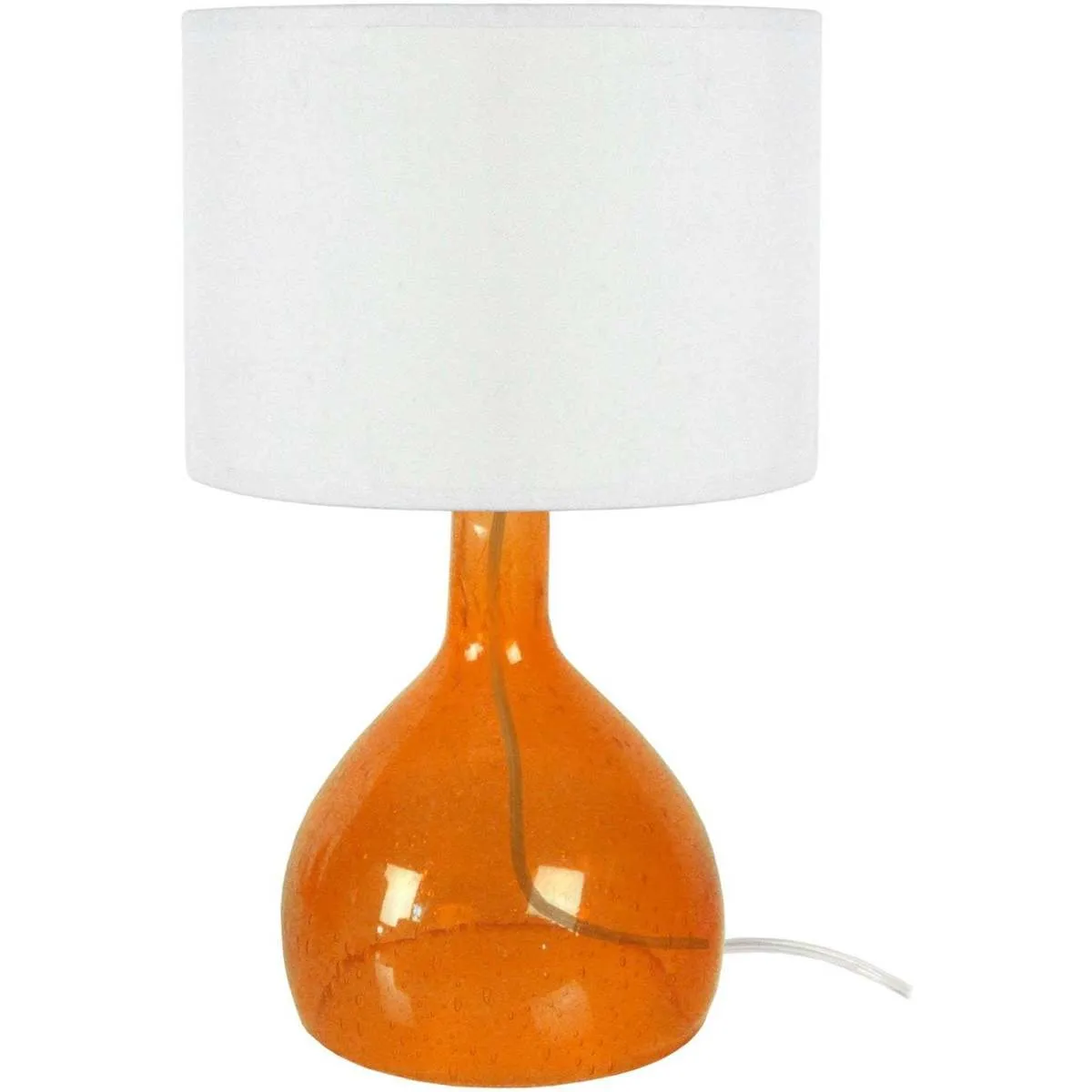 lámpara de noche redondo vidrio naranja y blanco