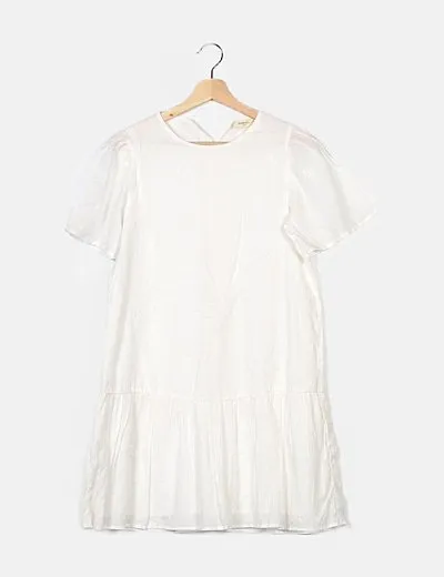 Mango Vestido blanco bordado floral