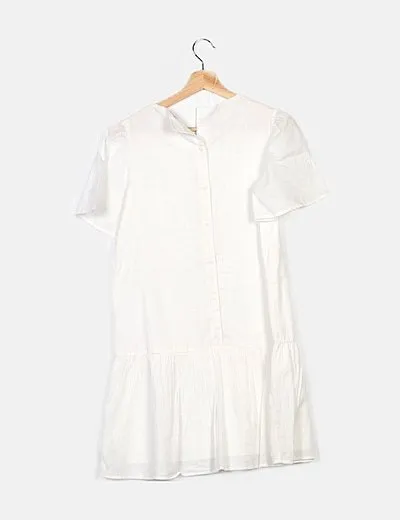 Mango Vestido blanco bordado floral