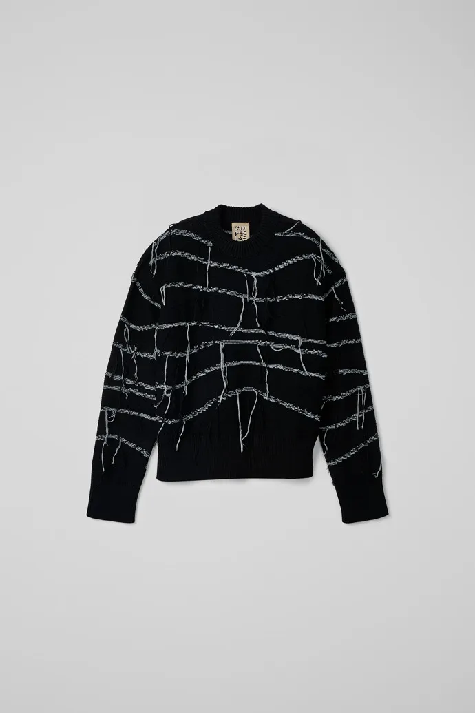 Melange Knit Sweater Suéter de punto de algodón orgánico negro