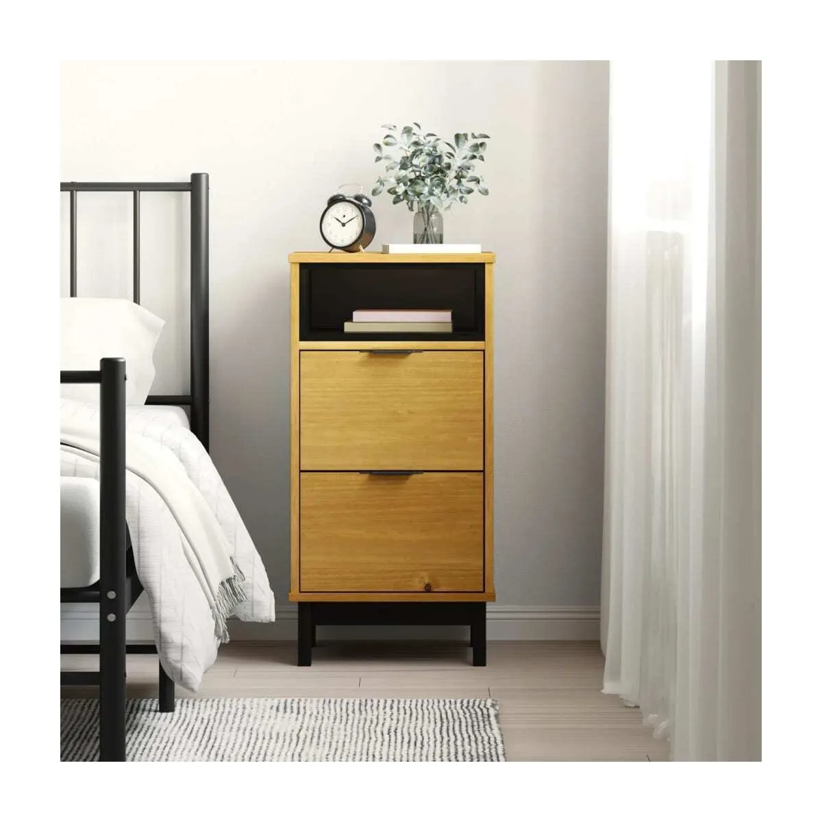 Mesita de noche FLAM madera maciza de pino 40x35x80 cm