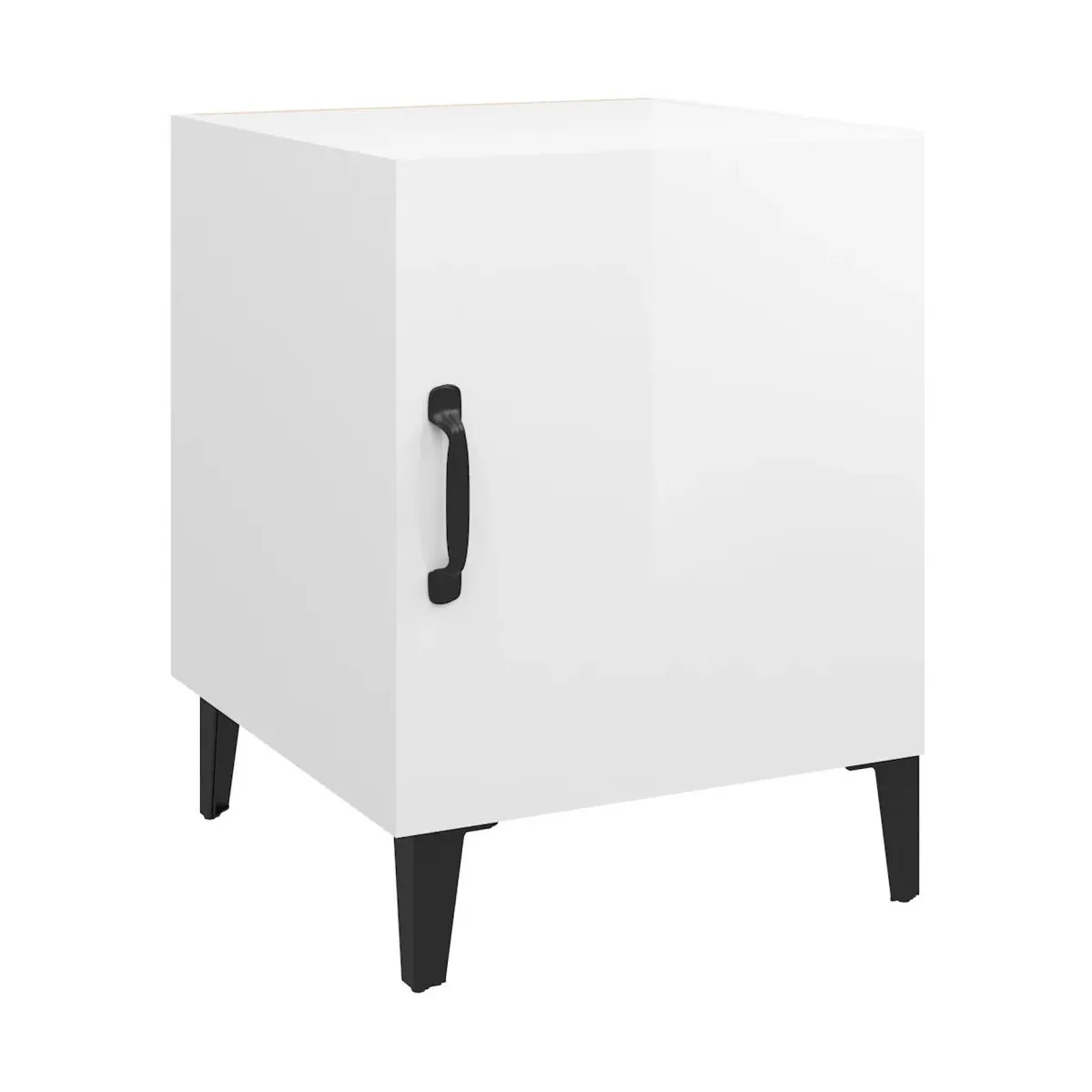 Mesita de noche madera contrachapada blanco brillante