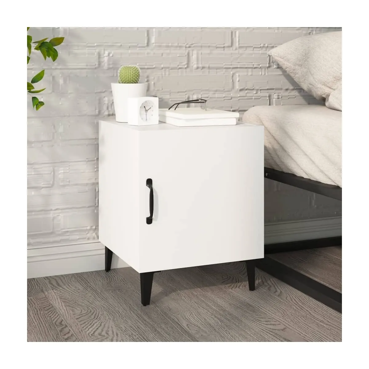 Mesita de noche madera contrachapada blanco