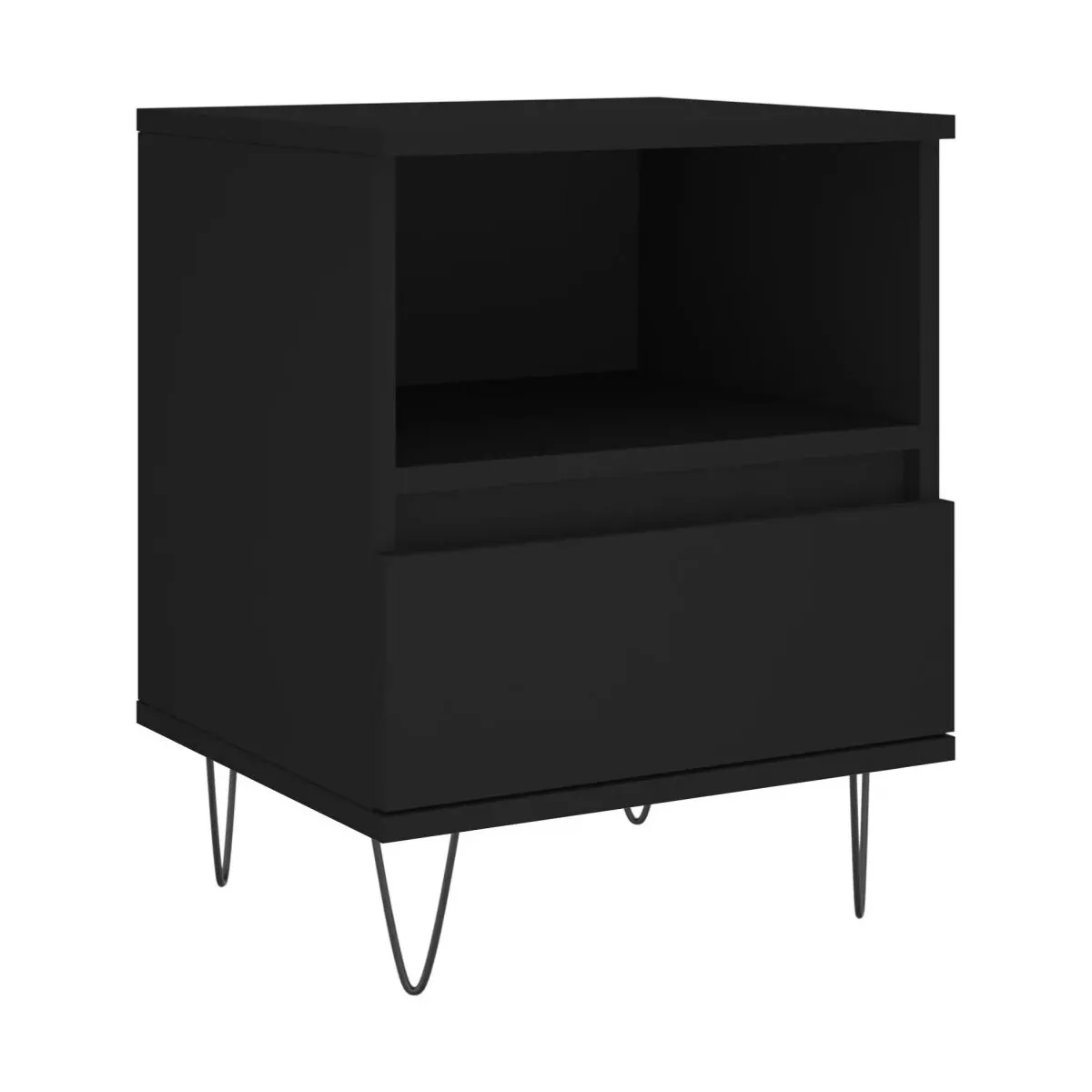 Mesita de noche madera contrachapada negro 40x35x50 cm