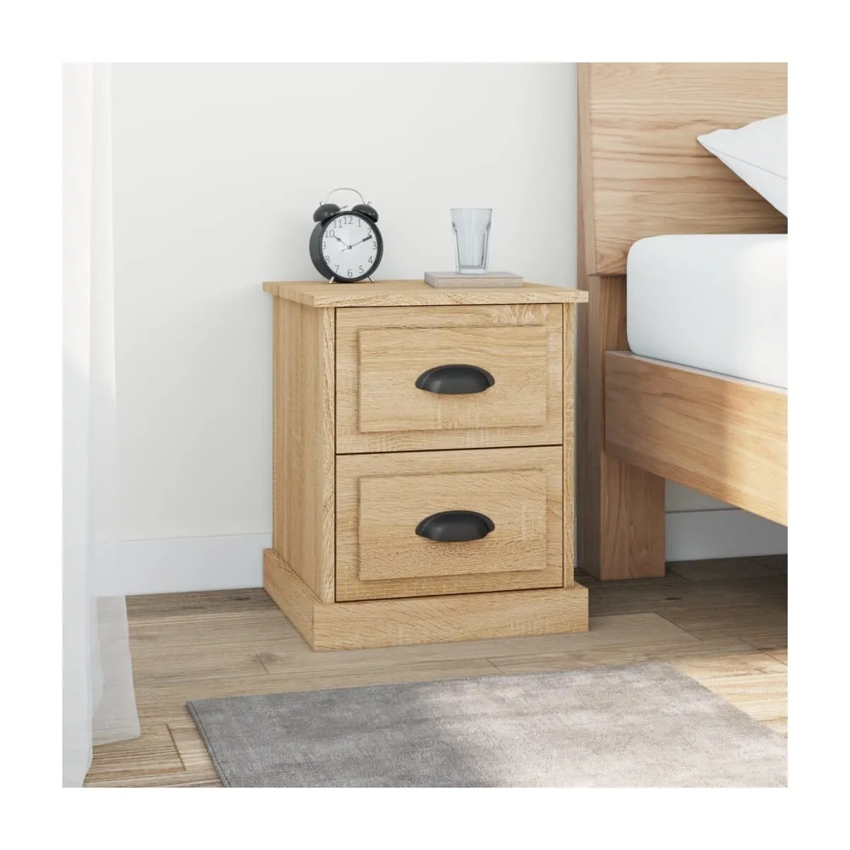 Mesita de noche madera contrachapada roble Sonoma 39x39x47,5