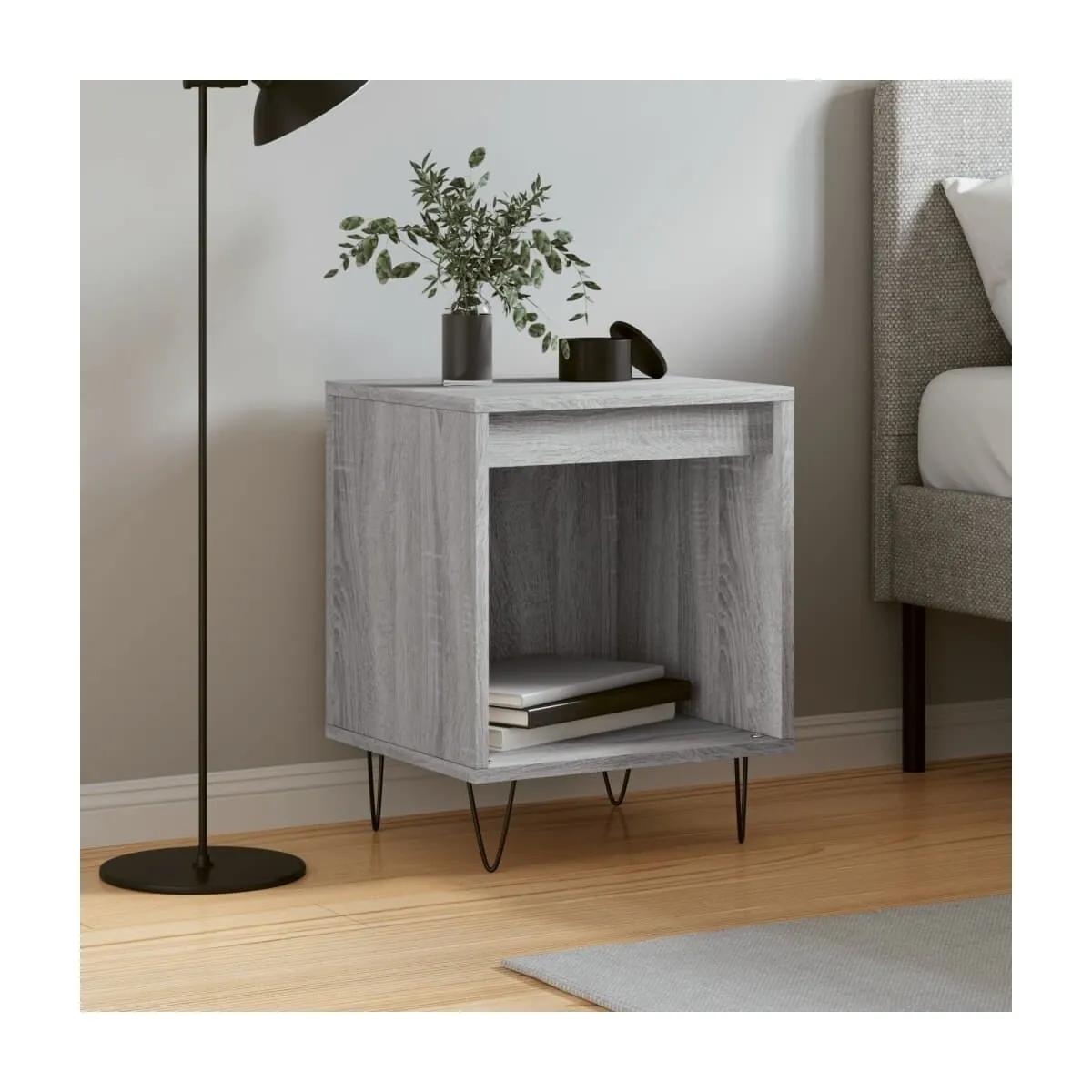 Mesita de noche madera de ingeniería gris Sonoma 40x35x50 cm