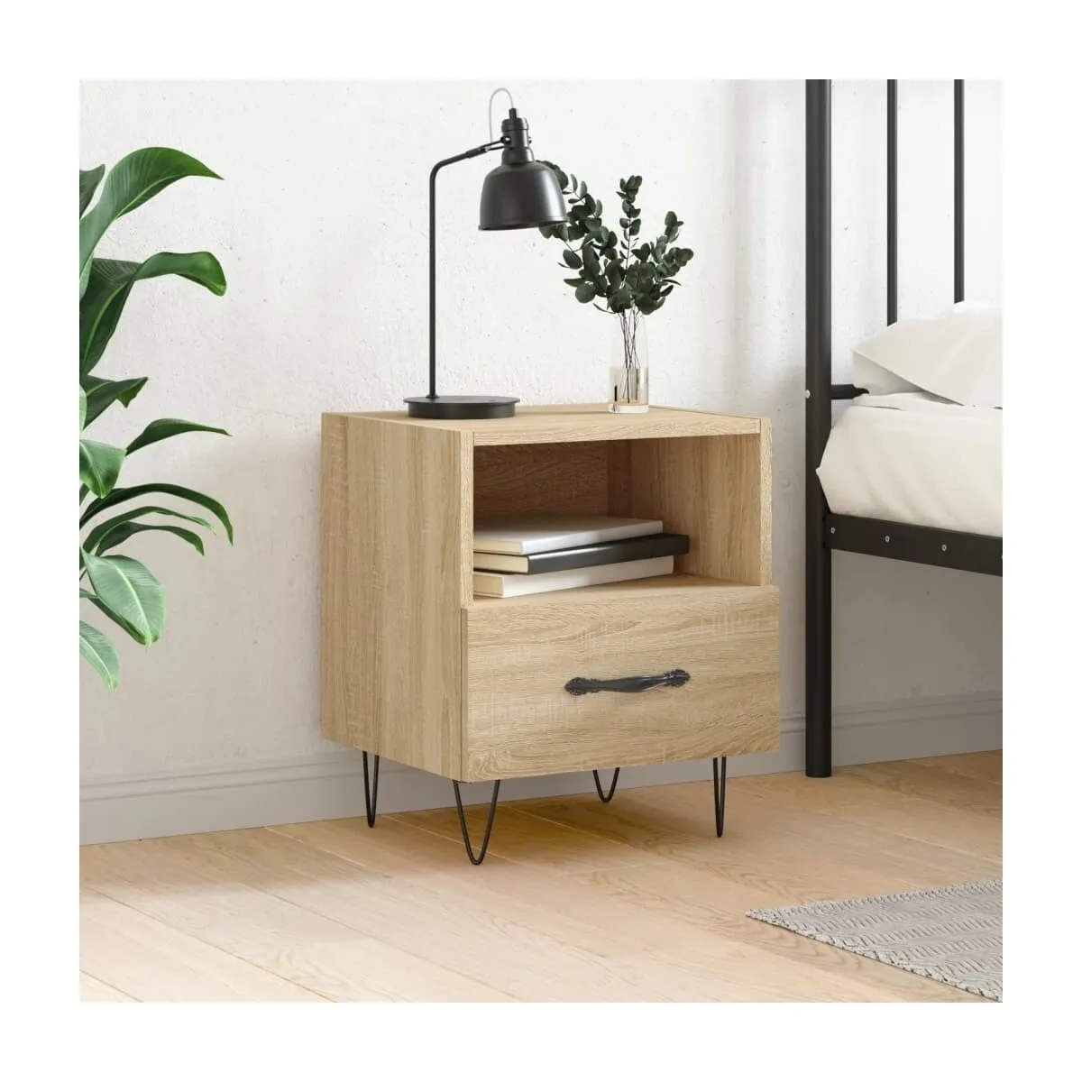 Mesita de noche madera de ingeniería roble Sonoma 40x35x47,5