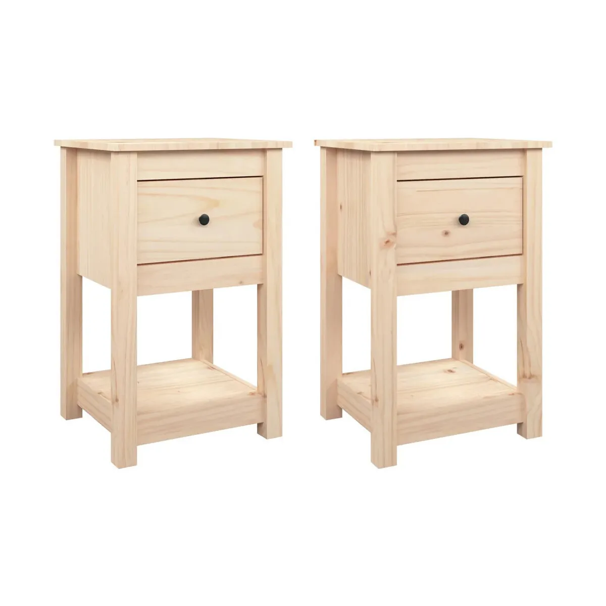 Mesitas de noche 2 uds madera maciza de pino 40x35x61,5 cm