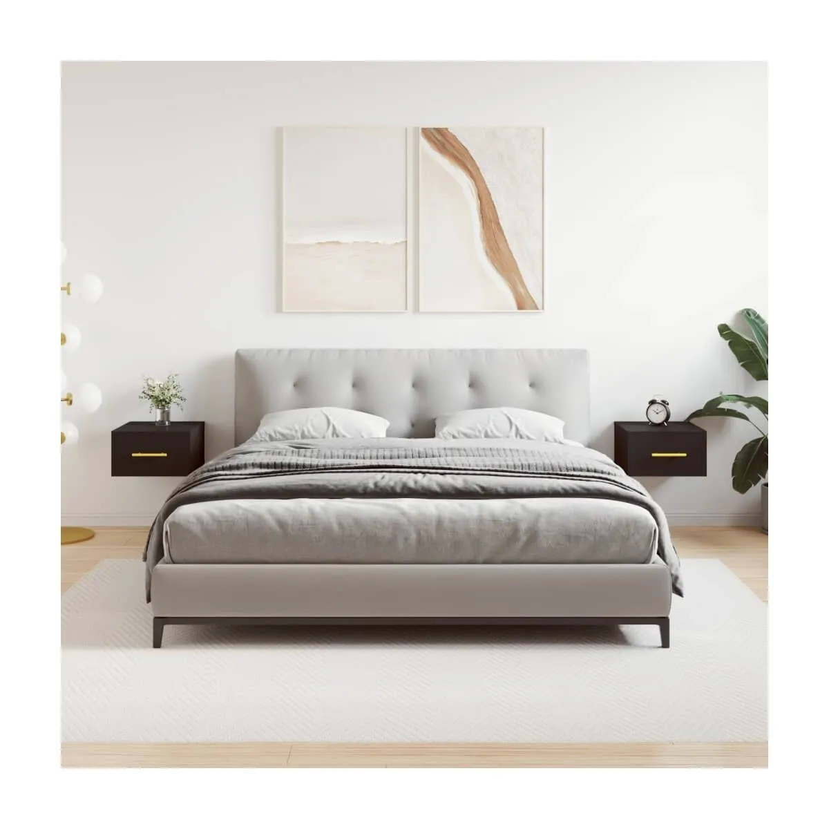 Mesitas de noche de pared 2 uds negro 35x35x20 cm