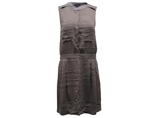 Minivestido sin mangas Theory de poliéster gris 